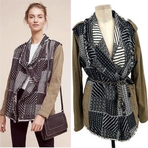 NWOT Anthropologie Hei Hei Fieldcoat with Sweater Fringe Detail, sz S